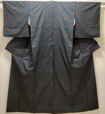 순수 실크 본고장 오시마 명주 7마르키 능직 무늬 기모노 (707)