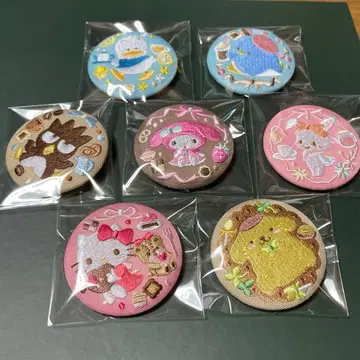 산리오 자수 캔뱃지 7개 세트