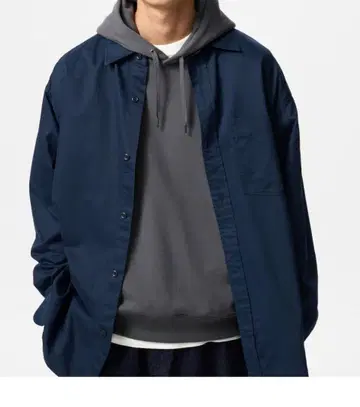 [미사용 새상품] [완판템] 유니클로 트윌 오버 셔츠 네이비 XL