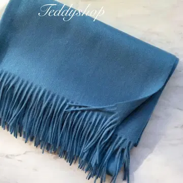 최고급 캐시미어 100% 대형 스톨 피콕 블루