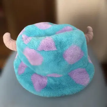 몬스터 귀도리 모자 파랑보라색 도트