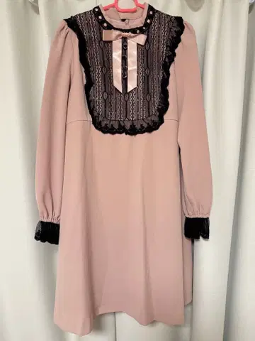 시크릿 허니 핑크 리본 원피스