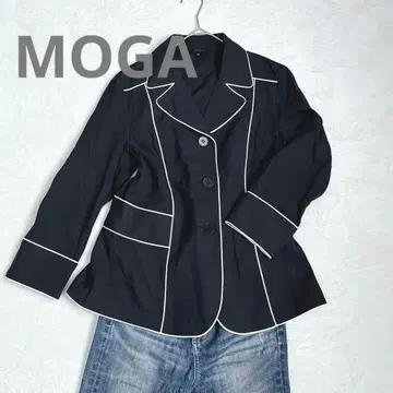 w23 MOGA 파이핑 자켓 코튼 100% 블랙 x 화이트