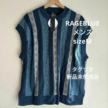 RAGEBLUE 레트로 니트 베스트 남성용 M 블루 미사용 새상품