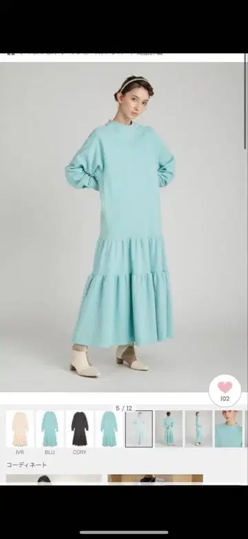 블루 티어드 맨투맨 원피스 FURFUR