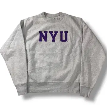 NYU 챔피온 리버스 위브 맨투맨 M 그레이 칼리지 로고