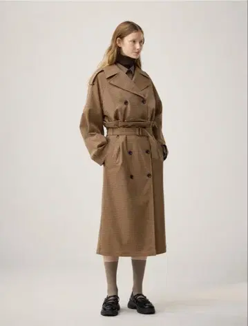 GU 숏 트렌치 체크 코트 x 스커트 상하의 세트 XS rokh