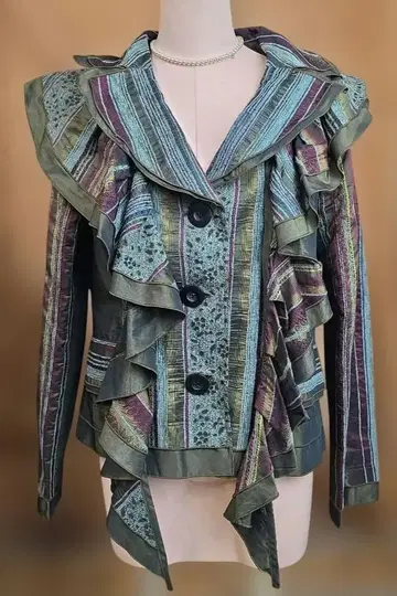 EIKOKONDO 새상품급 프릴 장식 멀티 컬러 테일러드 자켓 y06