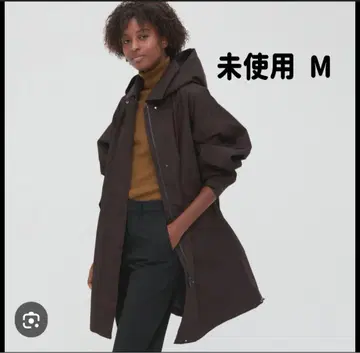 미사용 유니클로 블록 테크 릴랙스 하프 코트 M 브라운