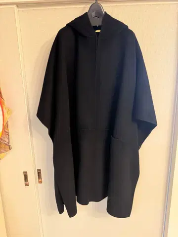 두지엠 클라세 후드 부착 블랙 판초 두꺼운 원단