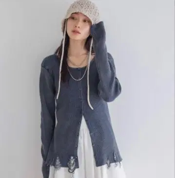 지나시스 12G 그런지 리브 크루 가디건 네이비 계열 기타