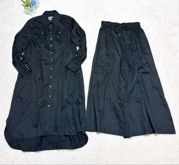 미사용 새상품 ojou 셋업 셔츠 원피스 와이드 팬츠 블랙 M