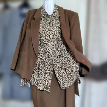 브라운 레오파드 무늬 셋업 3세트