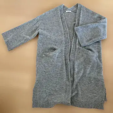 SPINNS 롱 가디건 포켓 부착 그레이