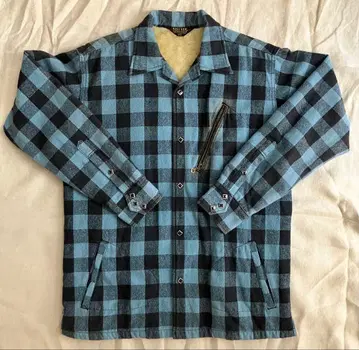 WEST RIDE 파랑 블랙 체크 긴팔 자켓