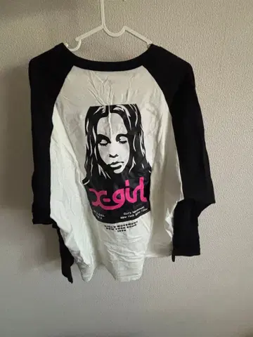x-girl 그래픽 프린트 긴팔 T셔츠 M 구제 의류 화이트 블랙 M