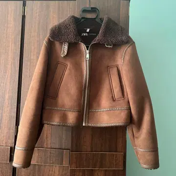 ZARA 브라운 양가죽풍 자켓 M