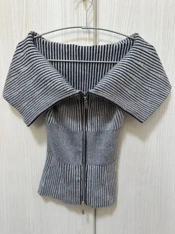 SNIDEL 스트라이프 패턴 집업 니트