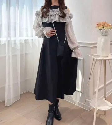 apres jour 롱 슬리브 개더 디자인 원피스