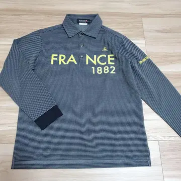 [ 새상품급 ] 르꼬끄 스포르티브 골프 긴팔 피케 셔츠 블랙 체크 무늬