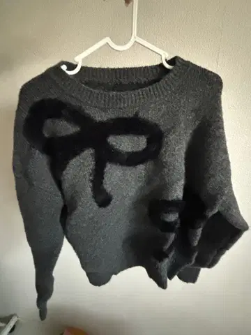 그레이 스웨터 리본 니트 한국 구제 의류 여성용 M