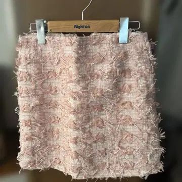 프린지 장식 핑크 미니 스커트