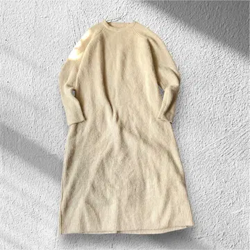 [루시엘] 니트 롱 원피스 백 센터라인 썸홀 손가락 구멍 F