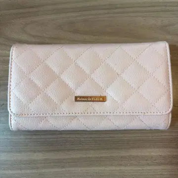 퀼팅 디자인 장지갑 핑크