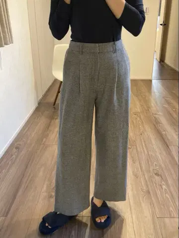 슬로브 이에나 체크 무늬 와이드 팬츠