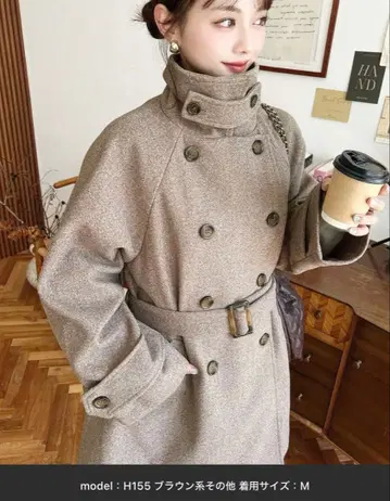 moment+ 니트 멜톤 2WAY 어레인지 칼라 미들 기장 트렌치코트