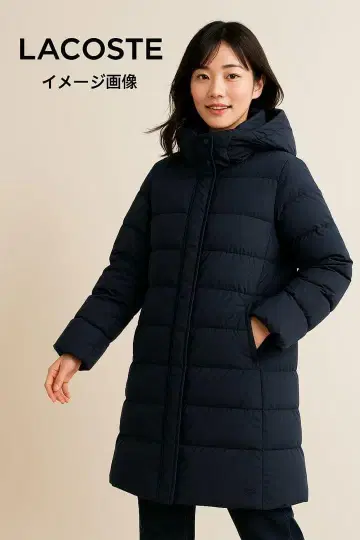 새상품급! 라코스테 네이비 후드 부착 다운 자켓 40
