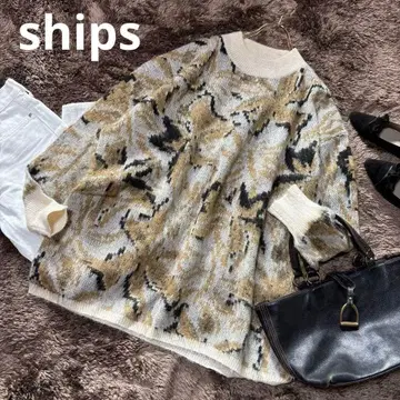 새상품급 쉽스 샤기 모헤어 오버 니트 손세탁 가능 꽃무늬