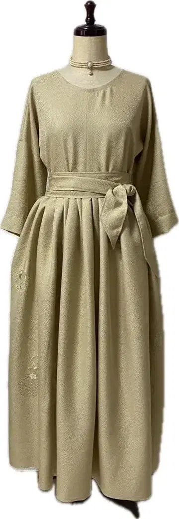 기모노 리메이크 중국 3대 자수 스와토 자수 순수 실크 원피스