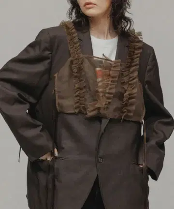 M TO R 무트아르 베스트 오간자 레이어드 상의 브라운