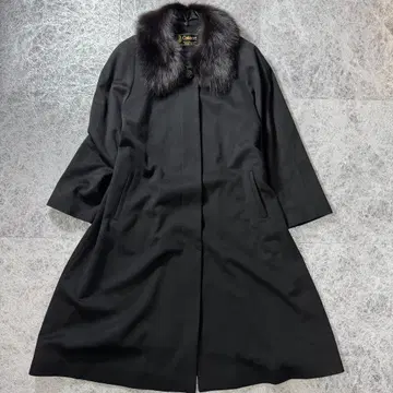 새상품급 고급 캐시미어 100% 퍼 포함 롱 코트 블랙 L A라인