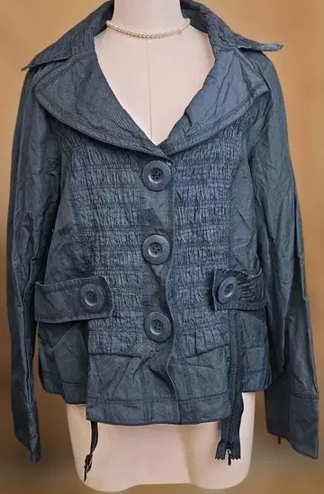 EIKOKONDO 다크 그레이 주름 가공 자켓 모리걸 y06