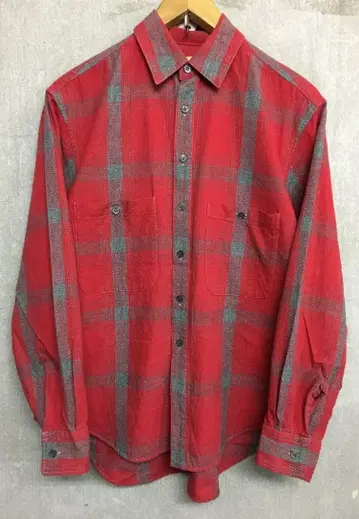 세븐바이세븐 더블 포켓 체크 셔츠 빨간색 계열 사이즈 S