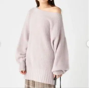 mystic 미스틱 오프숄더 라이트 퍼플 니트 오버 사이즈