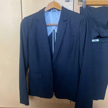 네이비 체크 무늬 팬츠 수트 상하의 세트 SUIT SELECT L 사이즈