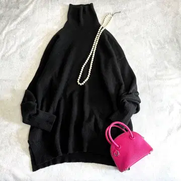 저널 스탠다드 캐시미어 100% 니트 터틀넥 블랙 루즈핏