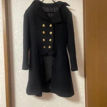 울 더블 브레스트 피코트 블랙