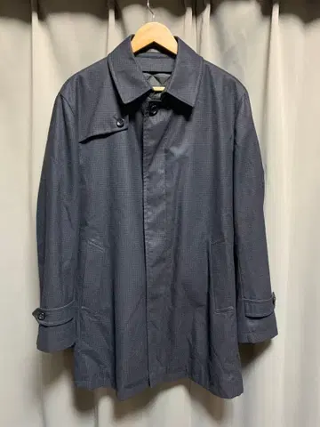 RUCKEN BACCHAR 2way 네이비 체크 무늬 스텐카라 코트 LL