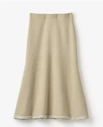 [ 새상품 미사용 ] 와플 니트 트위드 트리밍 스커트 베이지 S