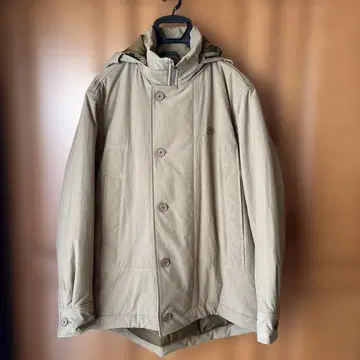 [ 라코스테 남성용 ] 베이지 후드 코트 사이즈 US M