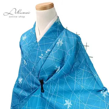 LULU99 기모노 코몬 명주 기장 154 스카이블루