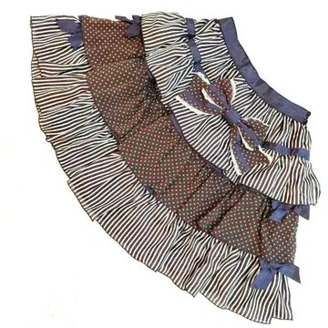 컨디션 최상 BABY 미니 스커트 티어드 스트라이프 도트 리본 플레어