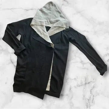 Somalina 코디건 후드 부착 블랙 x 그레이 겉옷