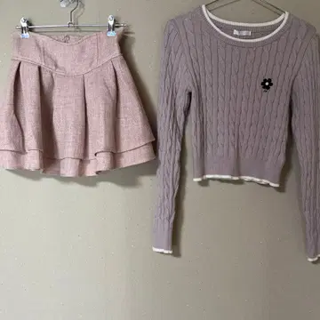 미셸 마카롱 xs 핑크 트위드 스커트 팬츠 치마바지