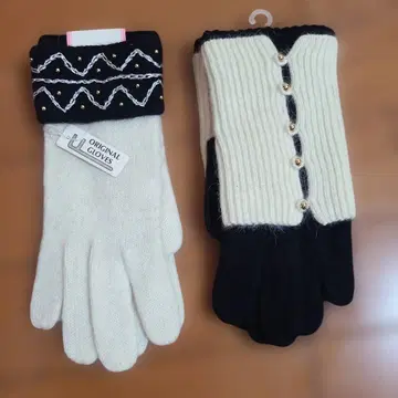ORIGINAL GLOVES 화이트 블랙 장갑, 2세트