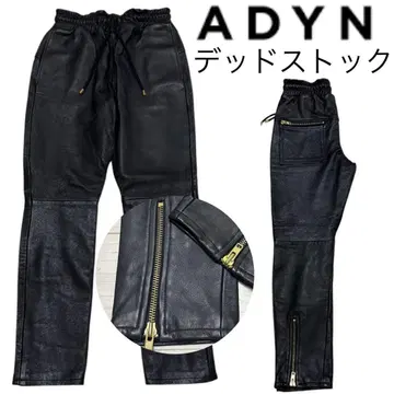 미사용 새상품 영국제 ADYN 가죽 팬츠 이지 조거 라이더스 지퍼